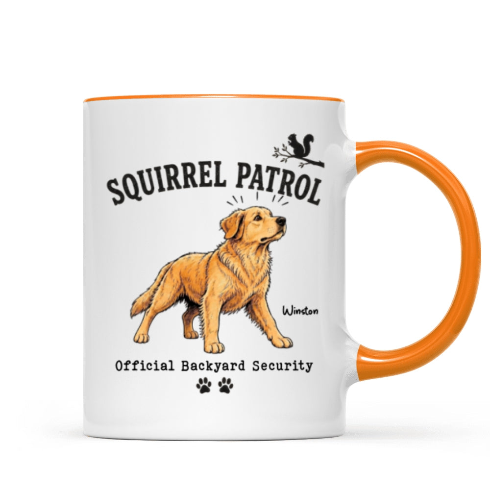 Squirrel Patrol Official Backyard Security Custom Dog Photo - Personalized Mug - Funny Gift For Dog Lover