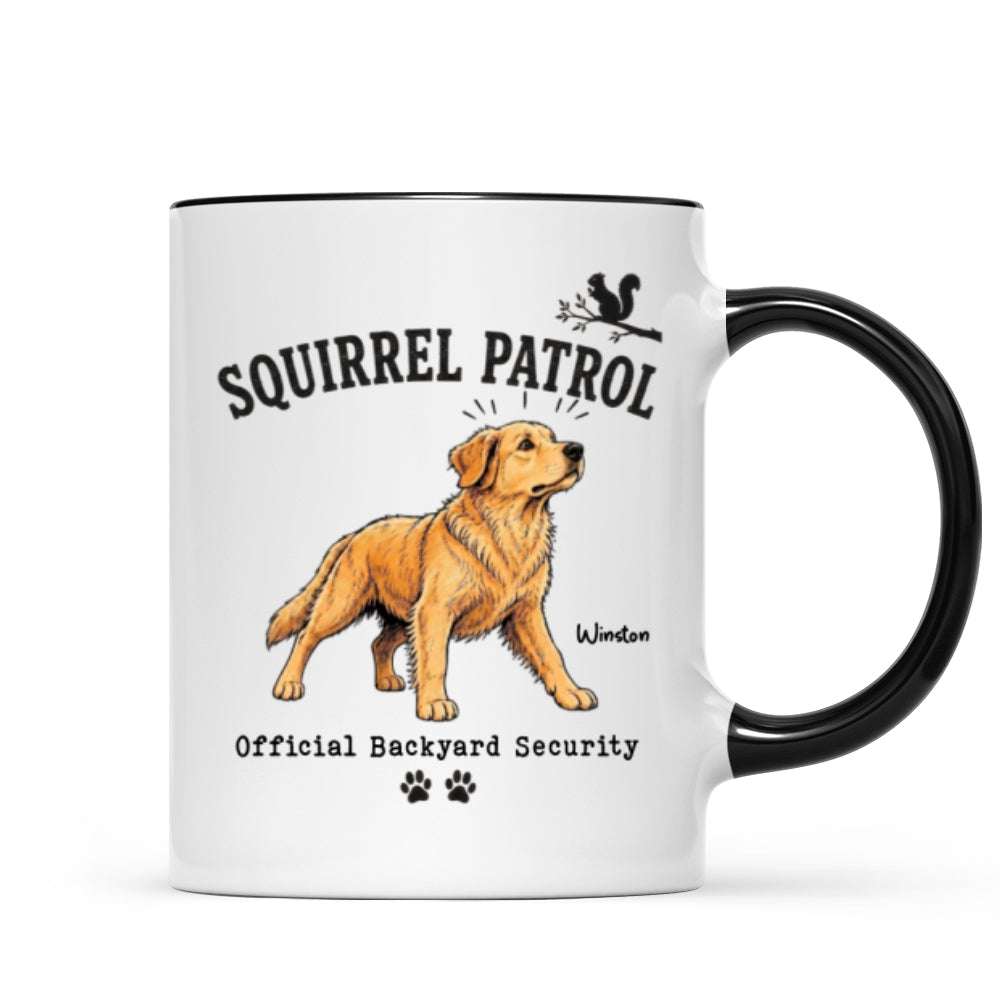 Squirrel Patrol Official Backyard Security Custom Dog Photo - Personalized Mug - Funny Gift For Dog Lover