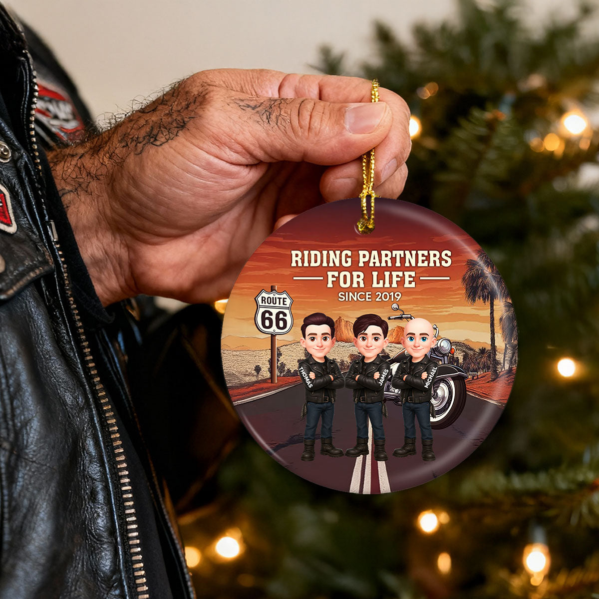 Bikers Riding Partners For Life Christmas - Personalized Ceramic Ornament - Gift For Bikers, Gift For Bikers