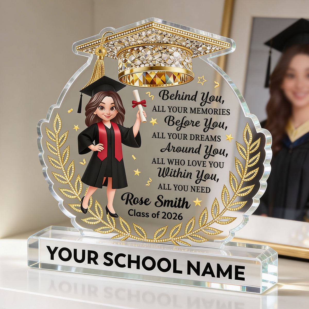 Before You All Your Dreams Graduation - Personalized Acrylic Block Plaque - Graduation Gift For Graduates, Daughter, Son