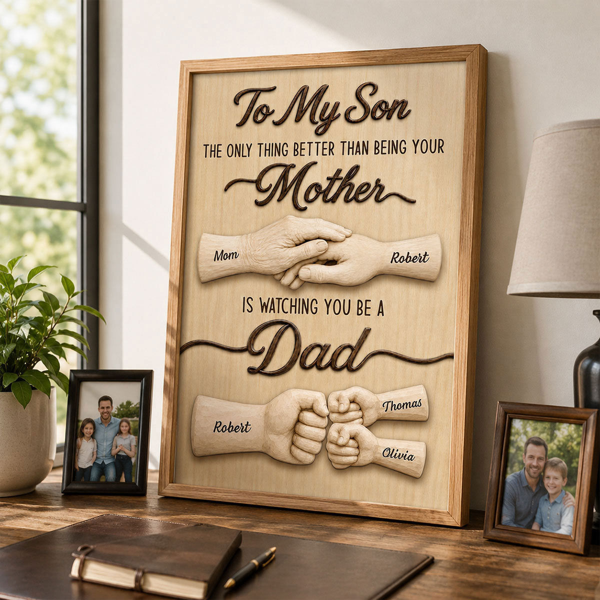 Rustic Sentimental To My Son Watching You Be A Dad From Mom - Personalized Poster - Father's Day Gift For Son