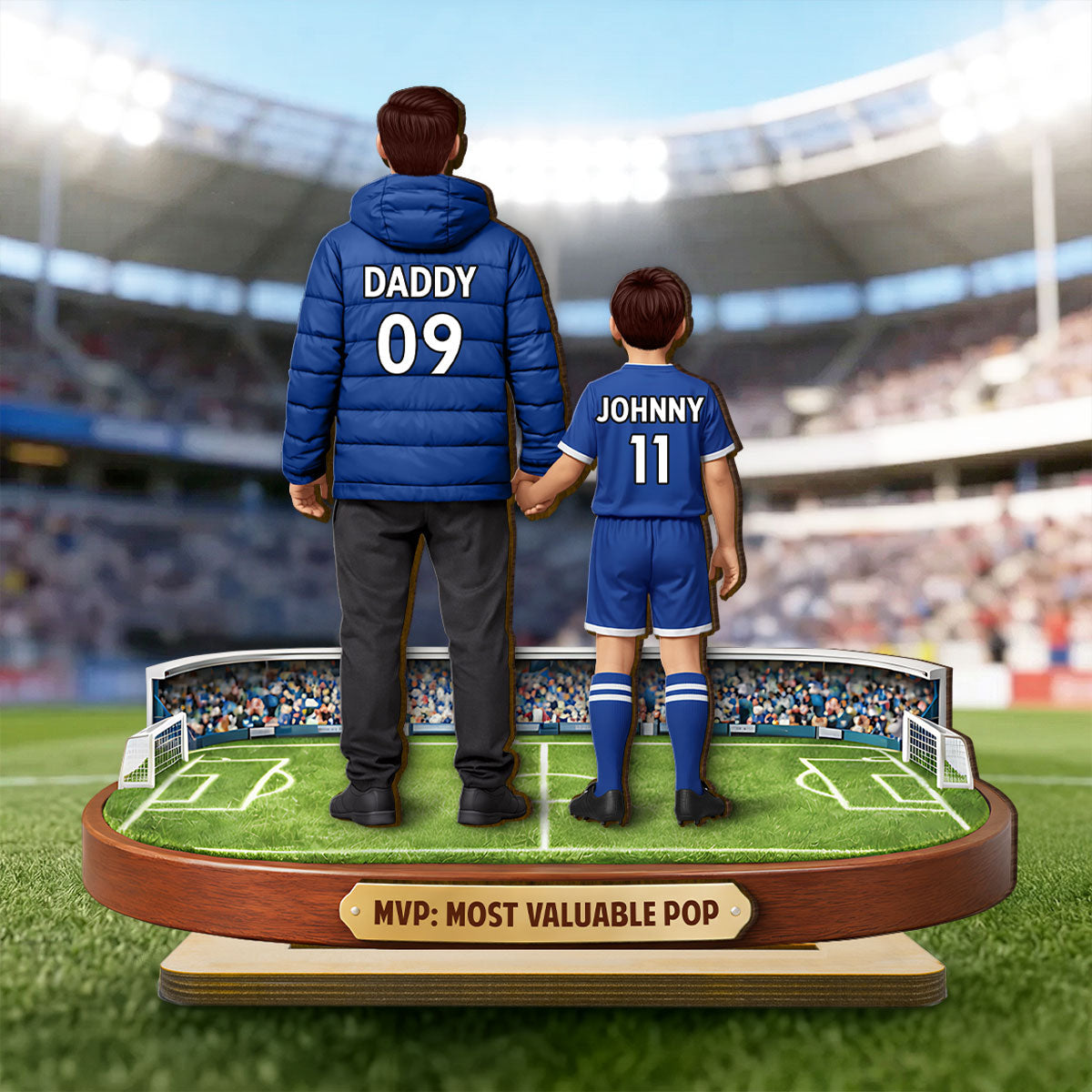 MVP Most Valuable Pop Soccer Dad - Personalized 2-Layered Wooden Plaque - Gift For Soccer Dad, Gift For Husband