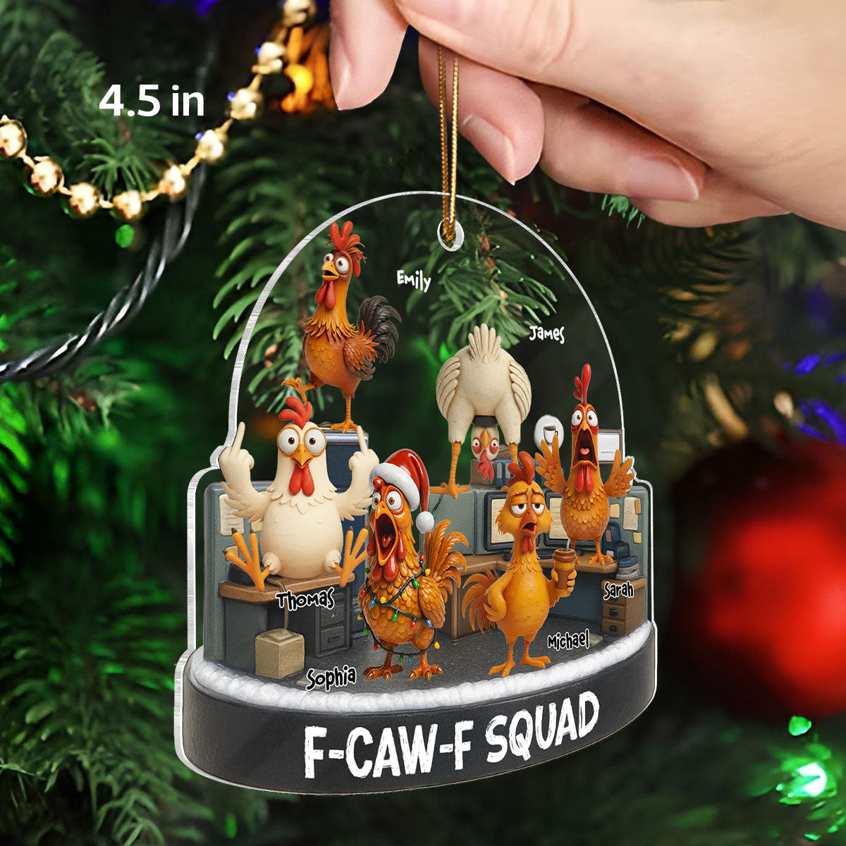 F-Caw-F Squad Funny Chicken Staff - Personalized Acrylic Ornament - Funny Gift For Coworkers, Colleagues