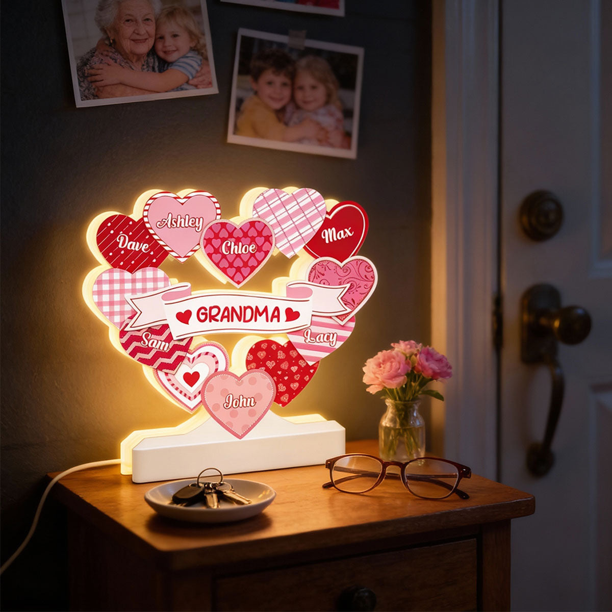 Grandma's Sweethearts Coquette Valentine's Day - Personalized Light Box - Home Decor Gift For Grandma