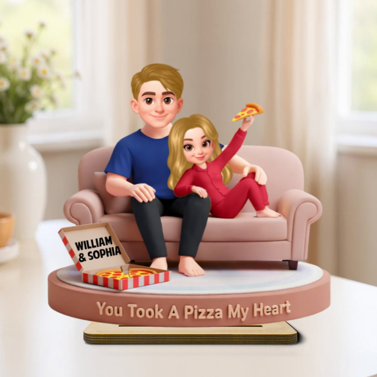 You Took A Pizza My Heart - Personalized Standing Wooden Plaque - Gift for Couple, for Him, for Her