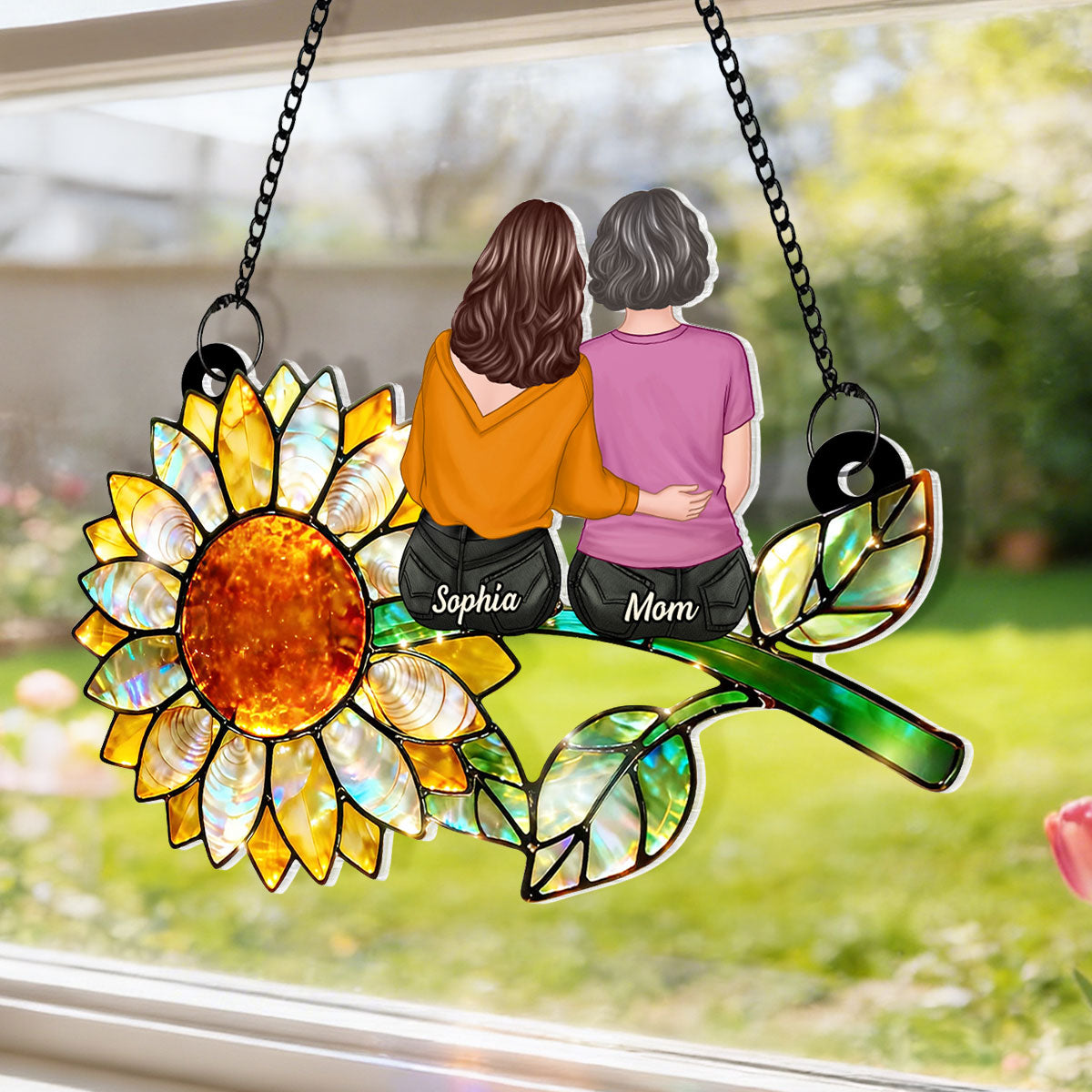Mother Daughter Sunflower - Personalized Suncatcher - Mother's Day Gift for Mom