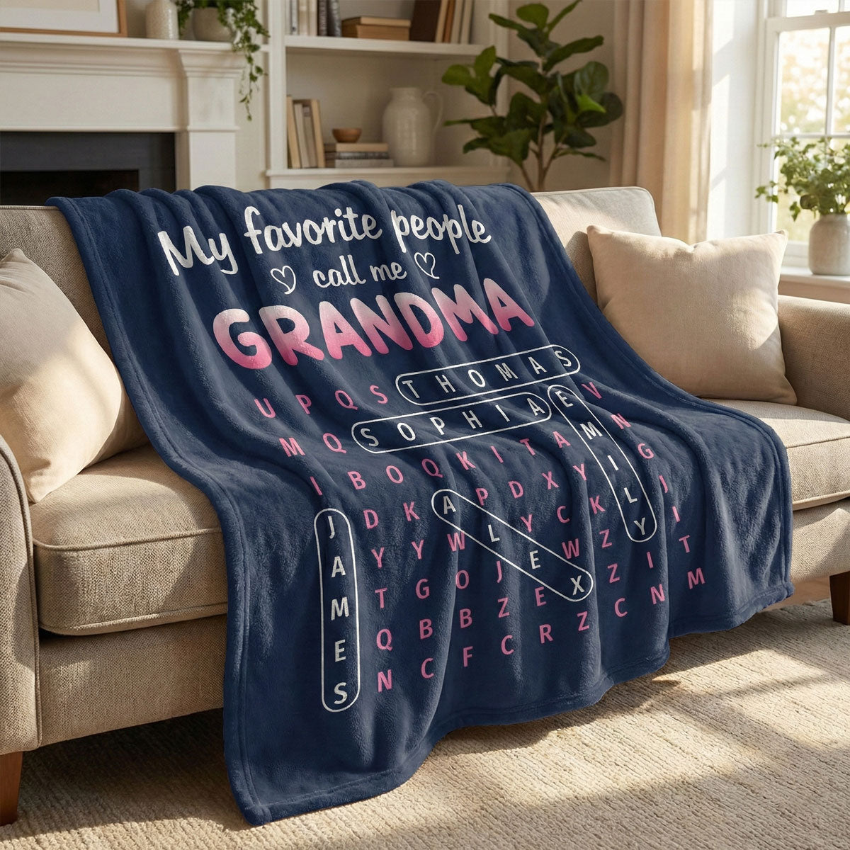 Favorite People Call Me Grandma Word Search Puzzle - Personalized Fleece Blanket - Mother's Day Gift For Grandma