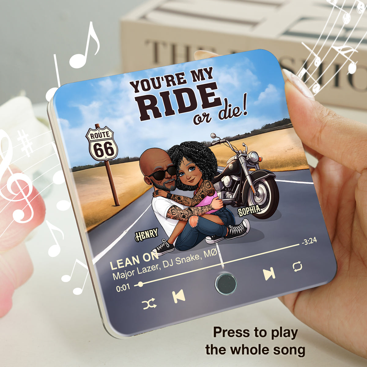 Bikers Couple Riding Partners for Life - Personalized Music Fridge Magnet - Gift for Him, Gift for Her