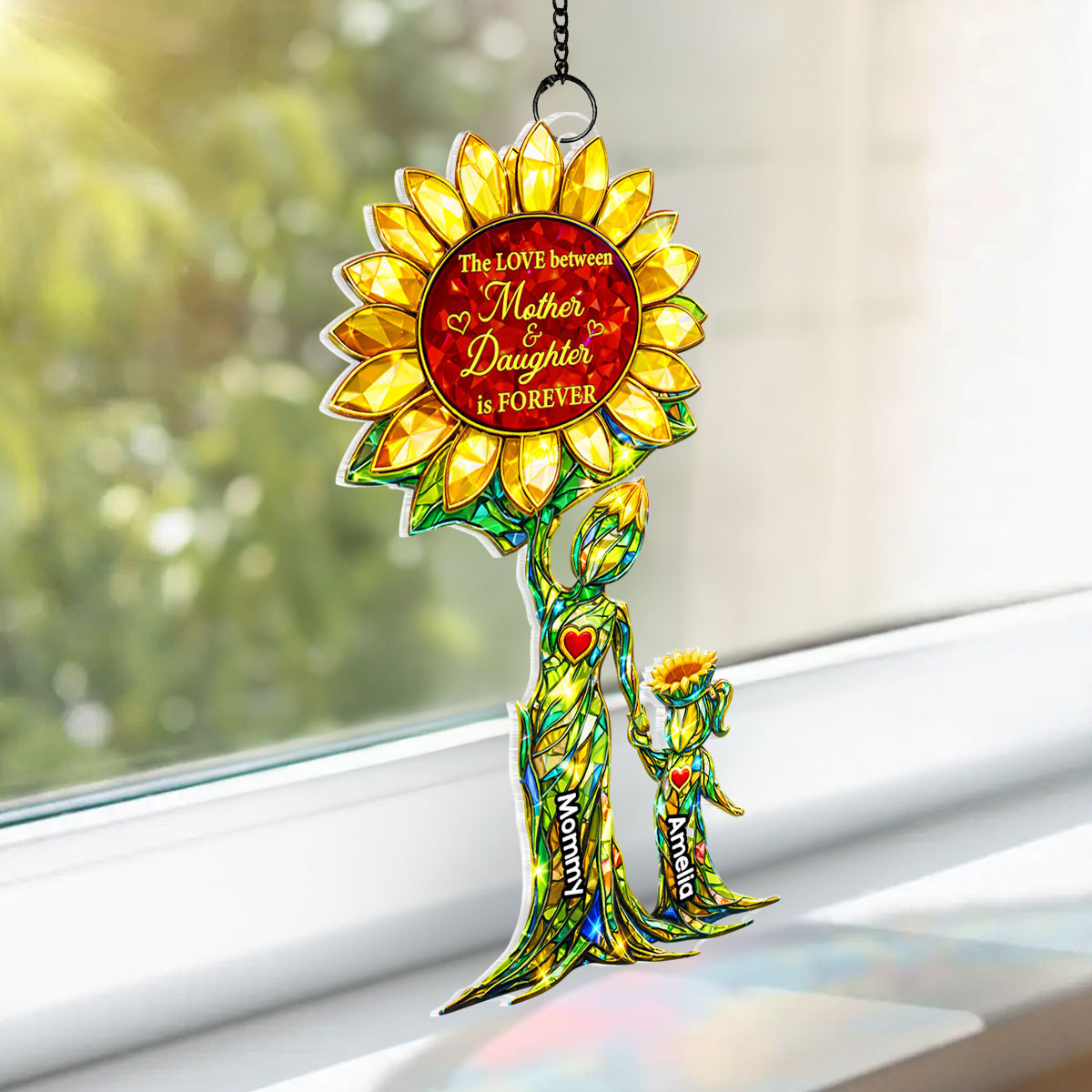 The Love Between Mother And Daughter is Forever - Personalized Suncatcher - Heartfelt Mother's Day Gift for Mom, Wife