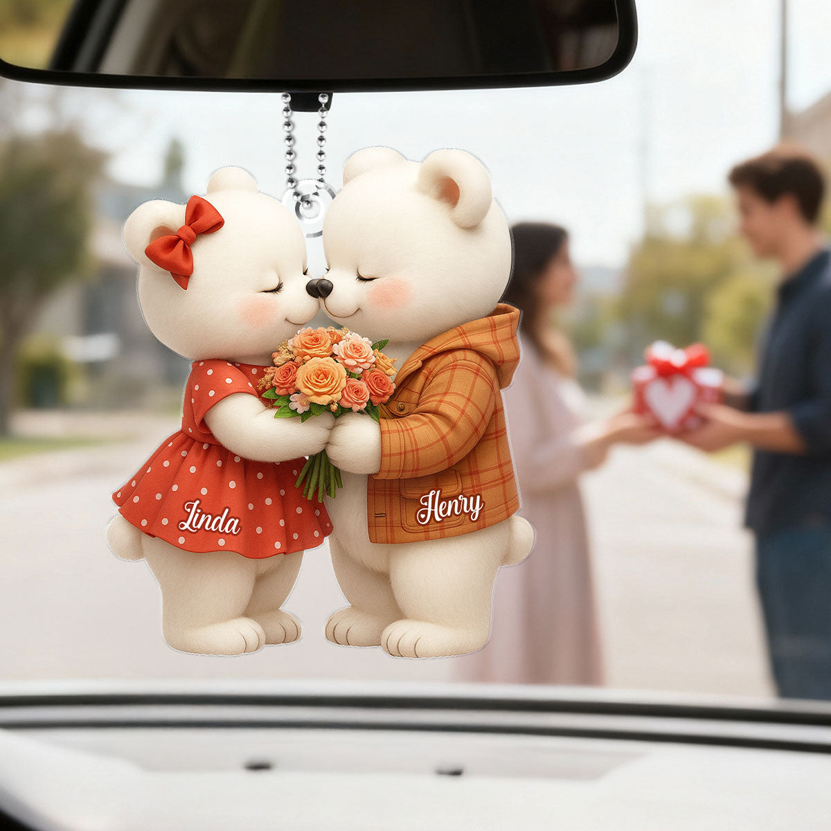 Loving Kissing Bear Couple - Personalized Acrylic Ornament - Sentimental Gift for him, for her