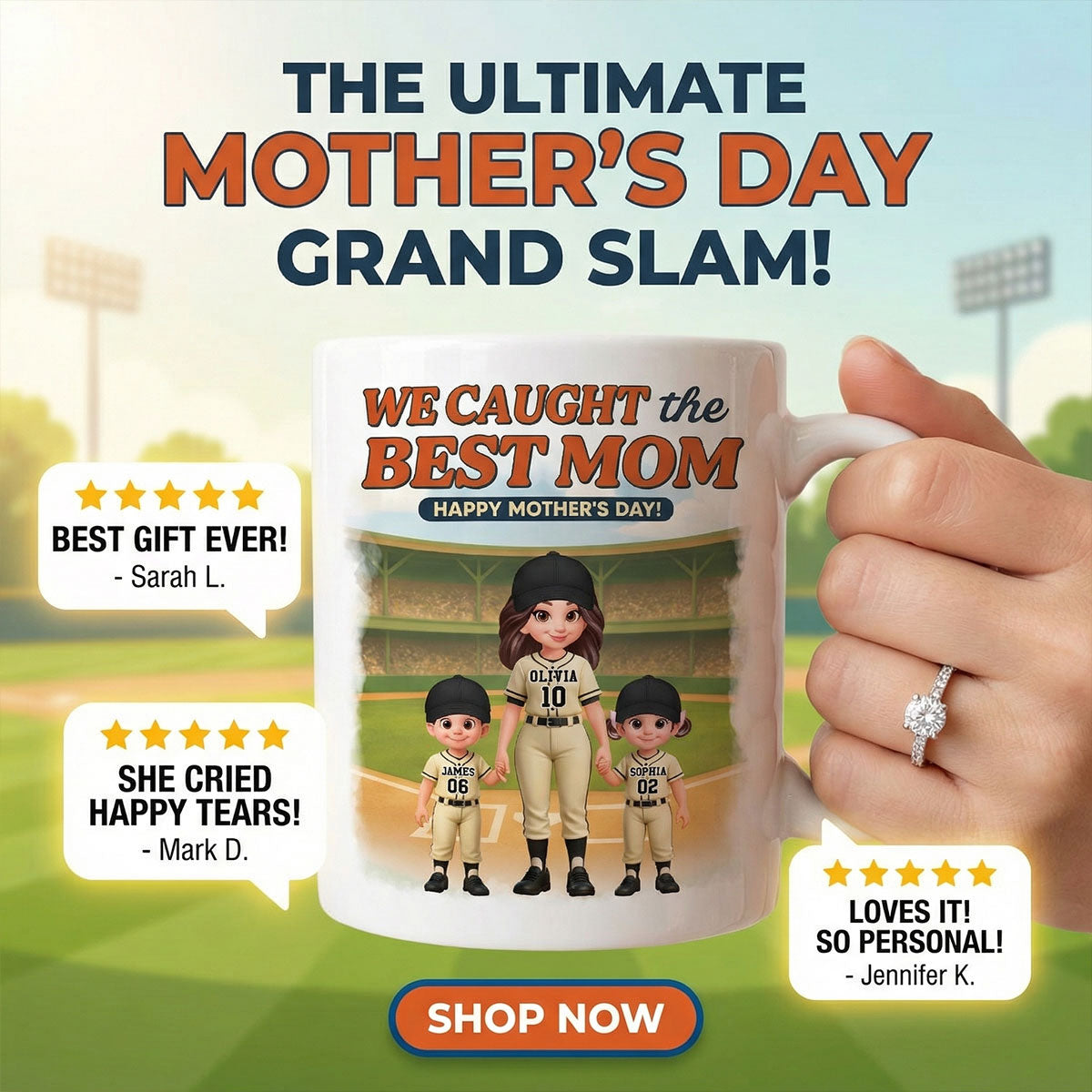 Baseball We Caught The Best Mom - Personalized Mug - Mother's Day Gift For Baseball Mom