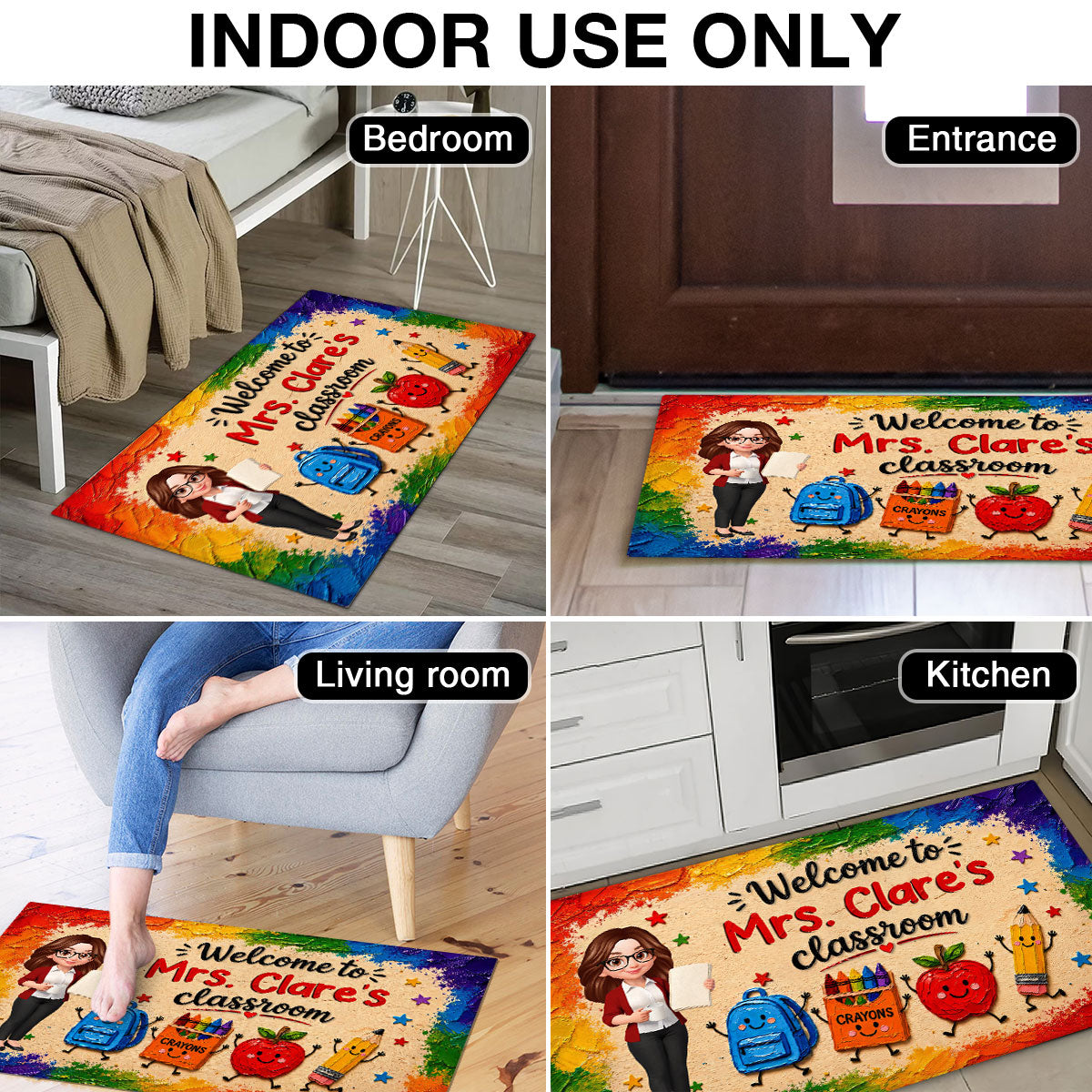 Cute Things Welcome Teacher Class Impasto Brushstroke - Personalized Doormat