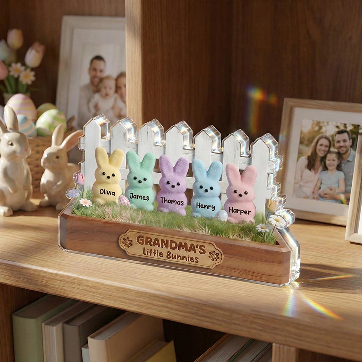 Easter Grandma Little Bunnies - Personalized Acrylic Block Plaque - Gift For Grandma, Easter Decoration