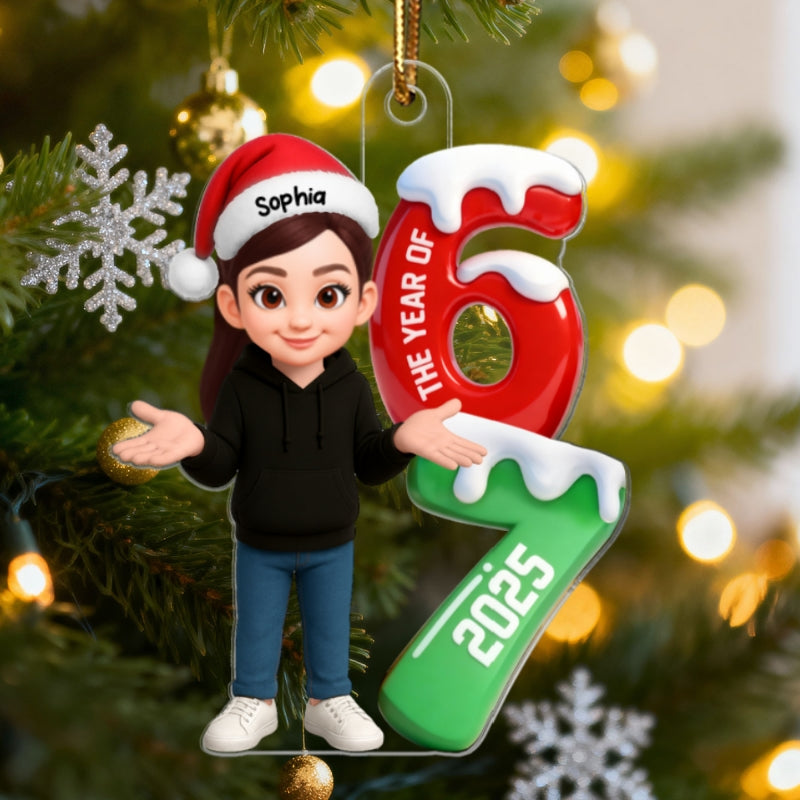 3D Effect 67 Six Seven 2025 Slang Christmas - Personalized Acrylic Ornament - Funny Christmas Gift For Teen, Grandkid, Gen Alpha