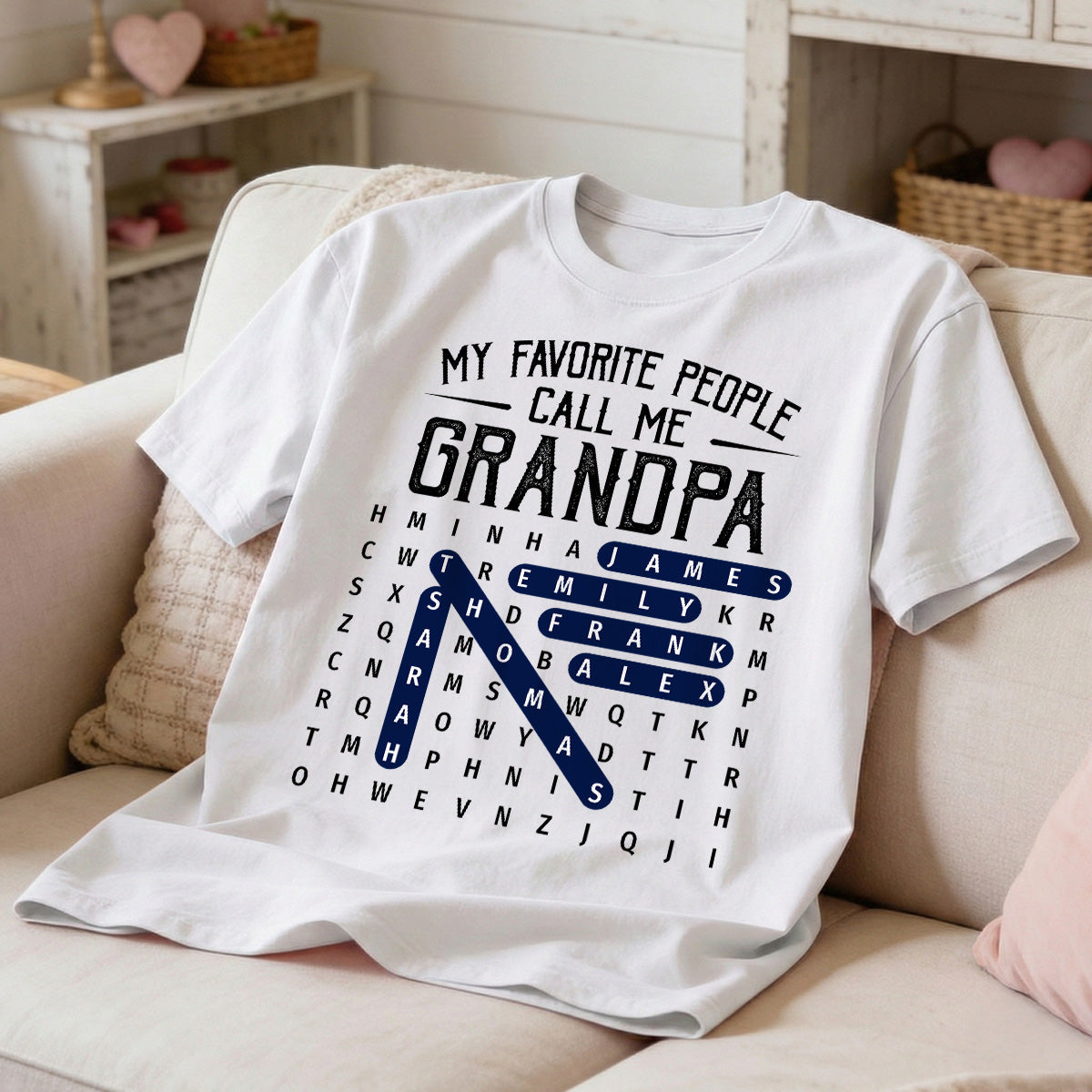 Grandpa's Favorite People Word Search Puzzle - Personalized Shirt - Gift For Grandpa, Dad