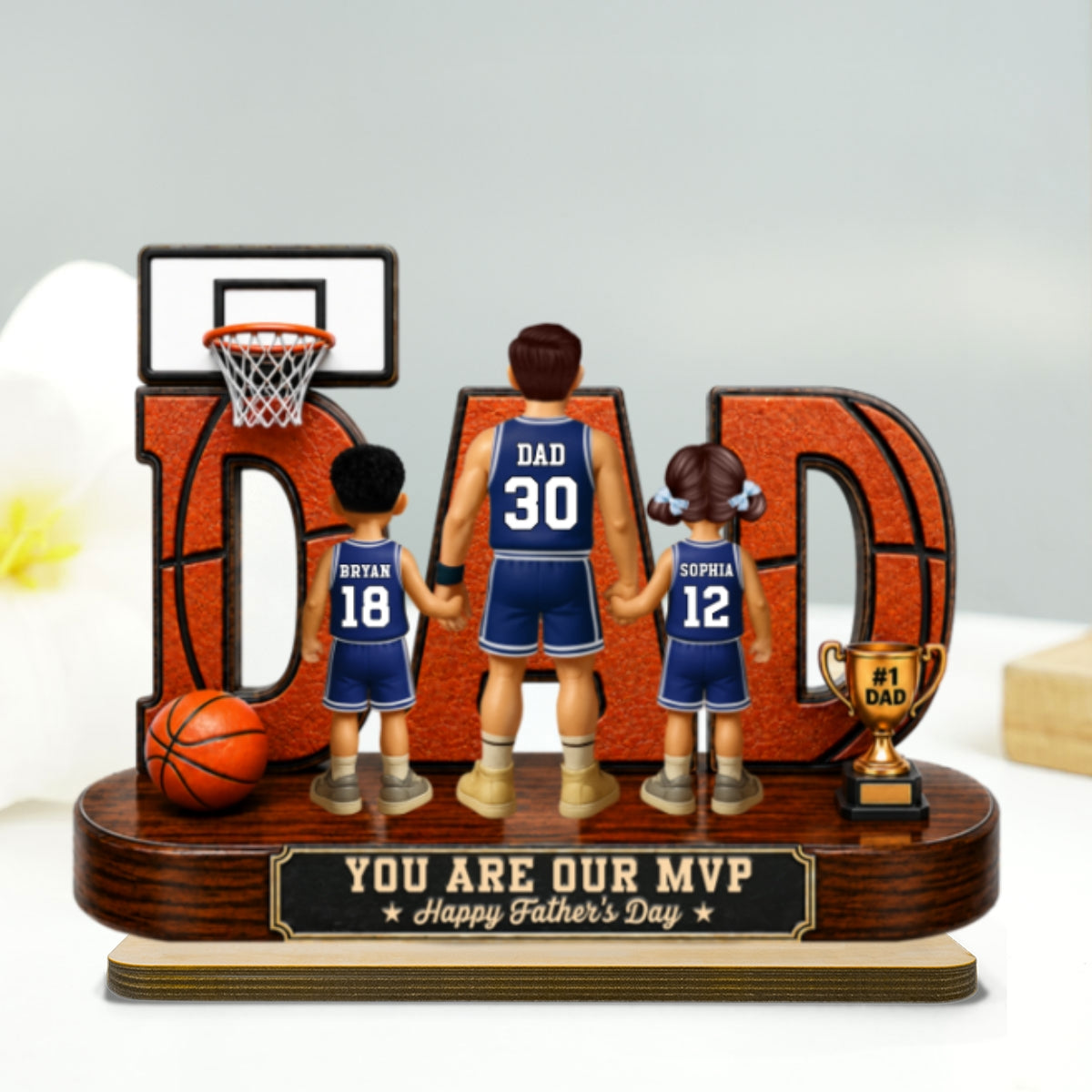 Basketball Dad Legend You Are Our MVP - Personalized 2-Layered Wooden Plaque -  Gift For Dad