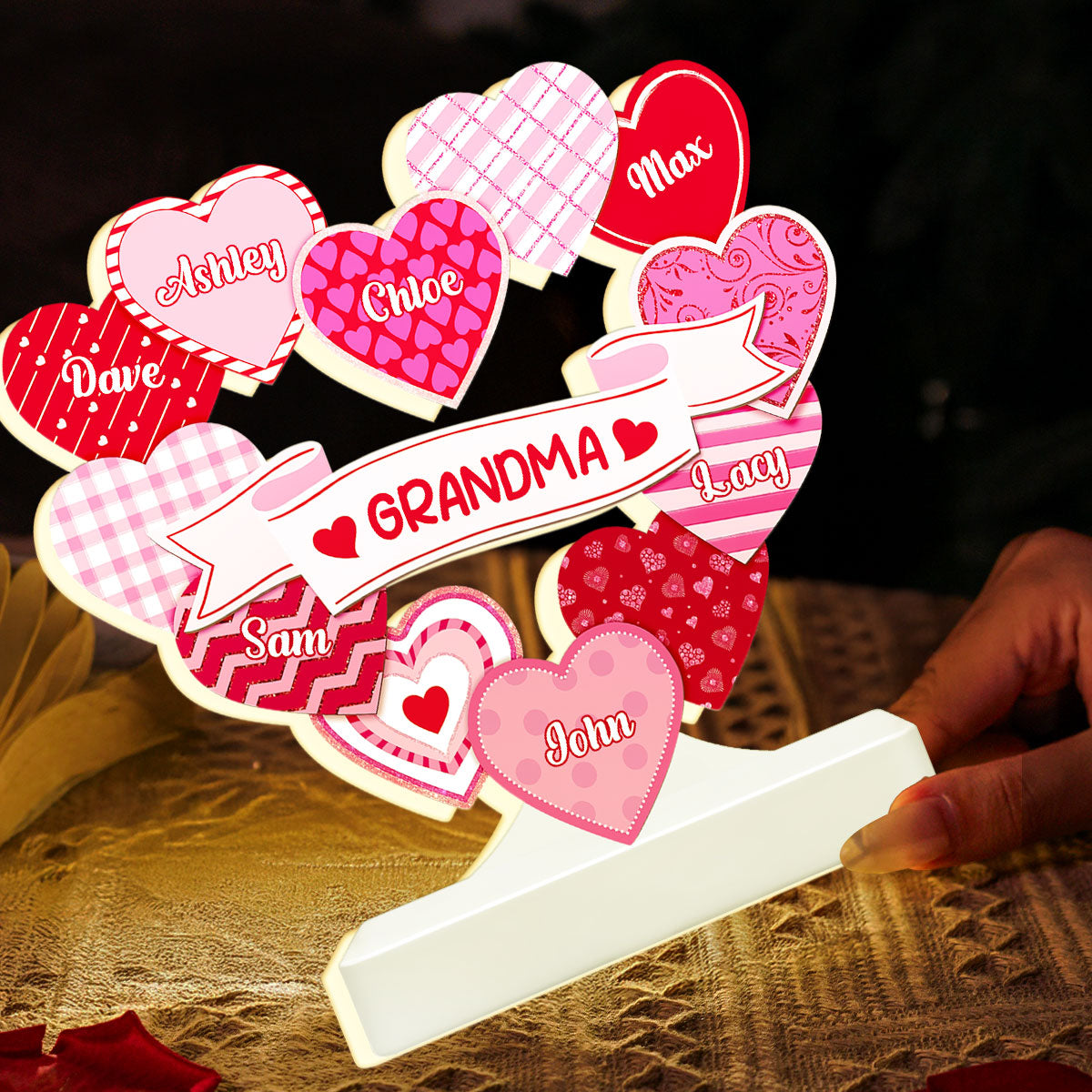 Grandma's Sweethearts Coquette Valentine's Day - Personalized Light Box - Home Decor Gift For Grandma