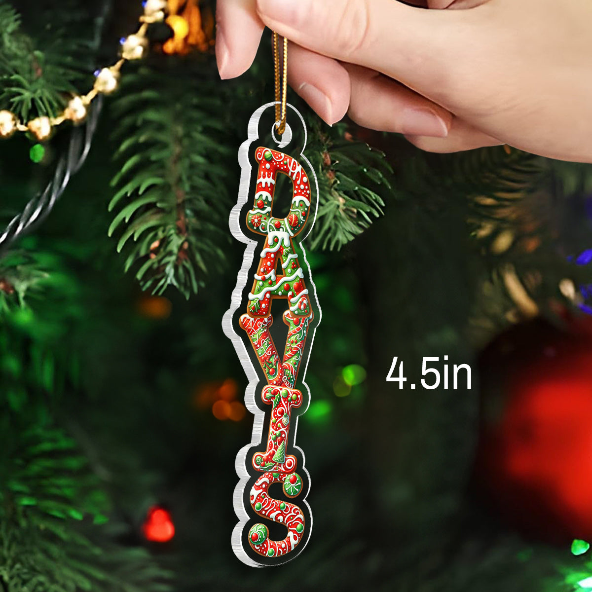 Gingerbread Alphabet Custom Family Name - Personalized Acrylic Ornament - Unique Christmas Gift For Family