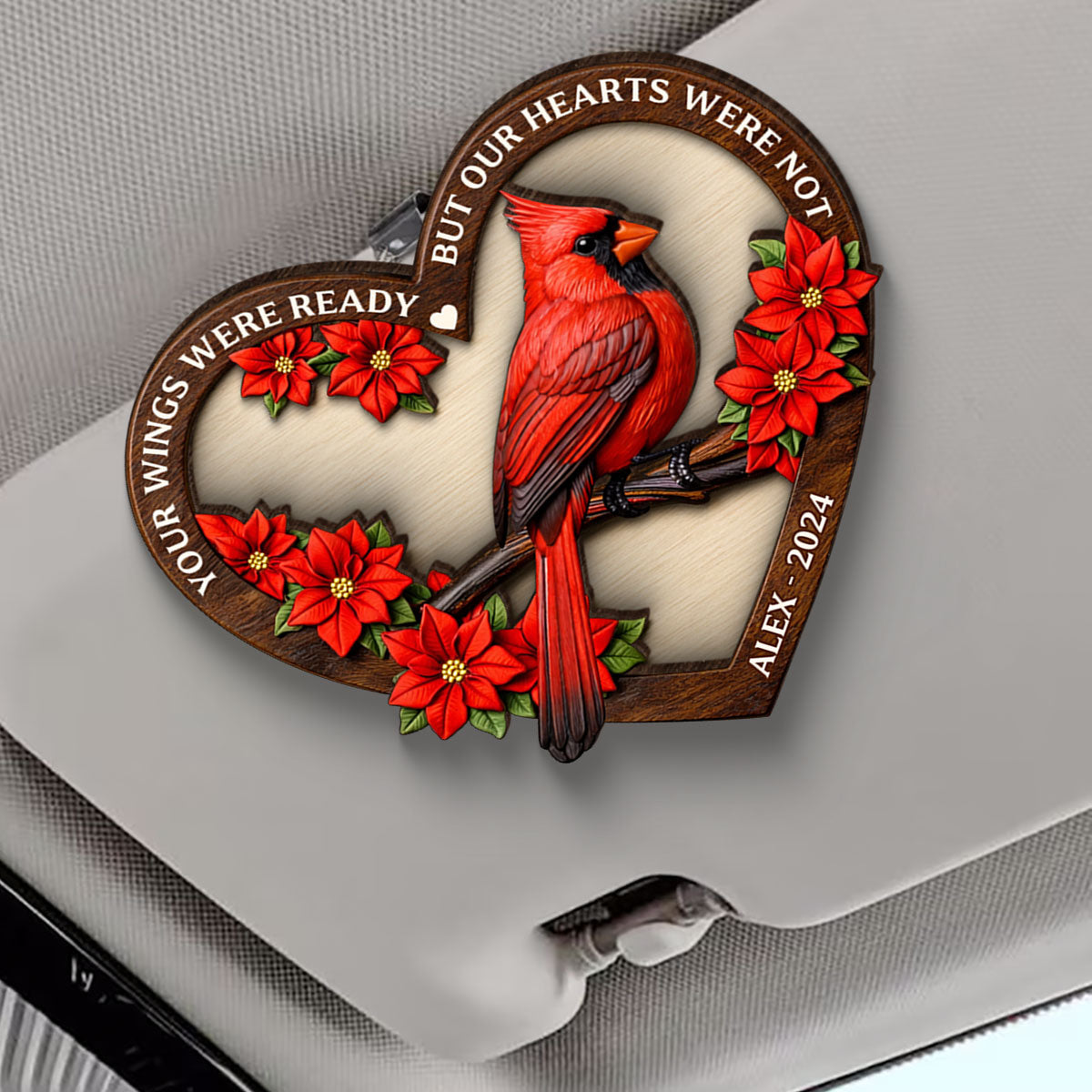 I Am Always With You Memorial Cardinal - Personalized Car Visor Clip - Heartfelt Remembrance Keepsake for Loved Ones