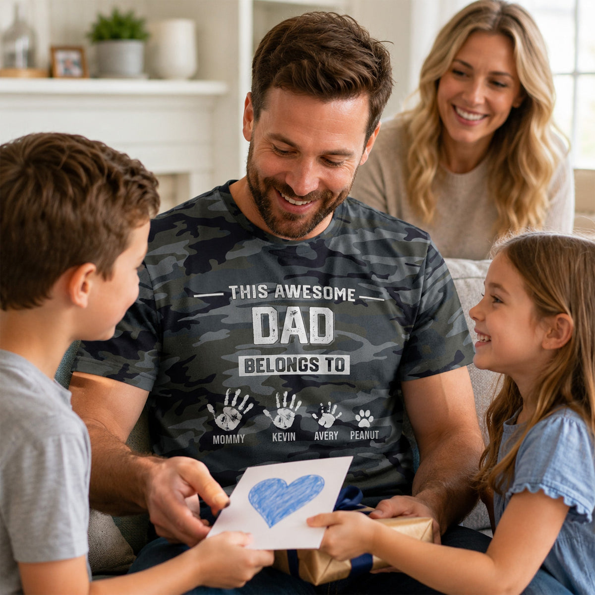 This Awesome Dad Grandpa Belongs To Hands Paws Camo Pattern - Personalized Shirt - Father's Day Gift For Husband, Dad, Grandpa