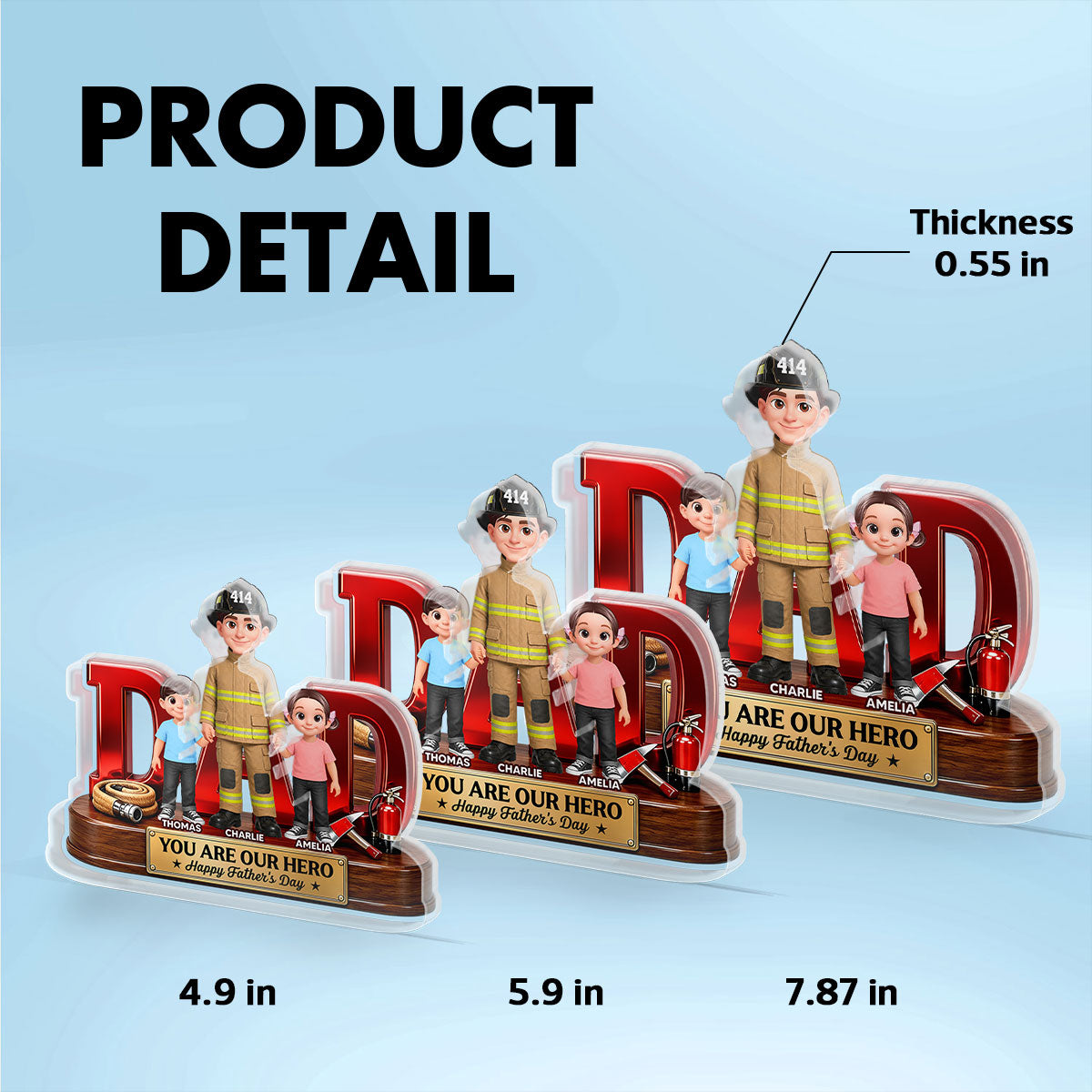 Proud Firefighter Dad You Are Our Hero - Personalized Acrylic Block Plaque -  Gift For Dad, Husband