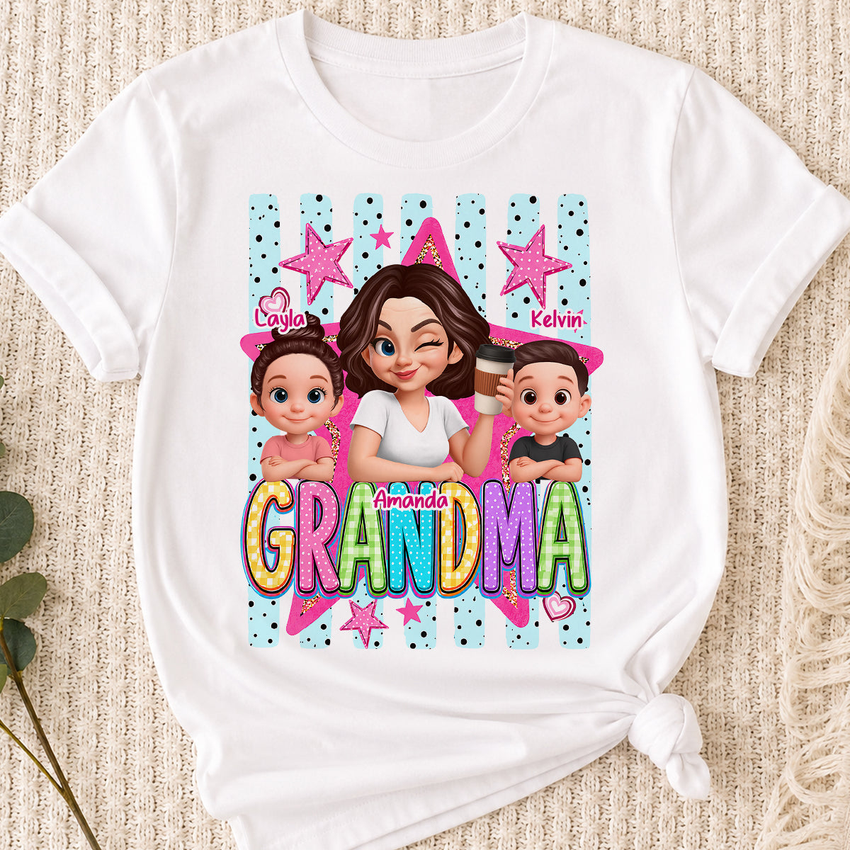 Grandma Striped Preppy Pattern - Personalized Shirt - Summer Trendy Tee for Grandma