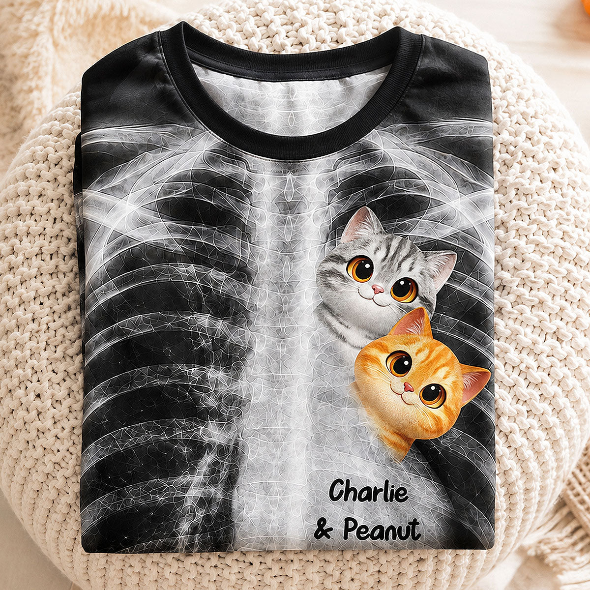 Cute Cats In My Heart Cat Lover X-ray - Personalized 3D Shirt - Purrfect Halloween Costume For Cat Lover