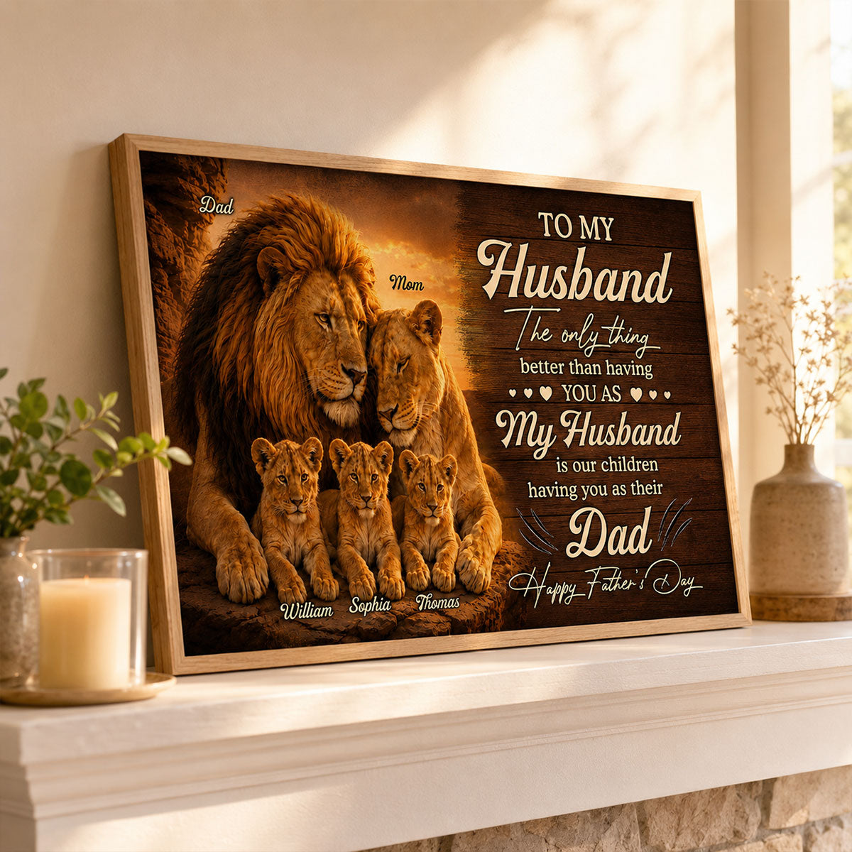 Lion Family The Only Thing - Personalized Poster - Father's Day Gift For Husband, Dad