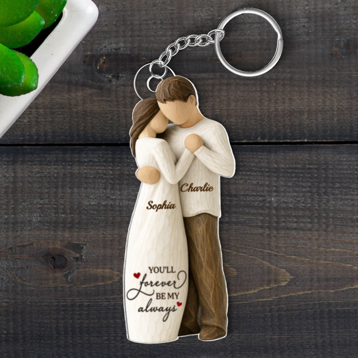 3D Effect Couple You Will Forever Be My Always - Personalized Acrylic Keychain - Gift For Him, Gift For Her