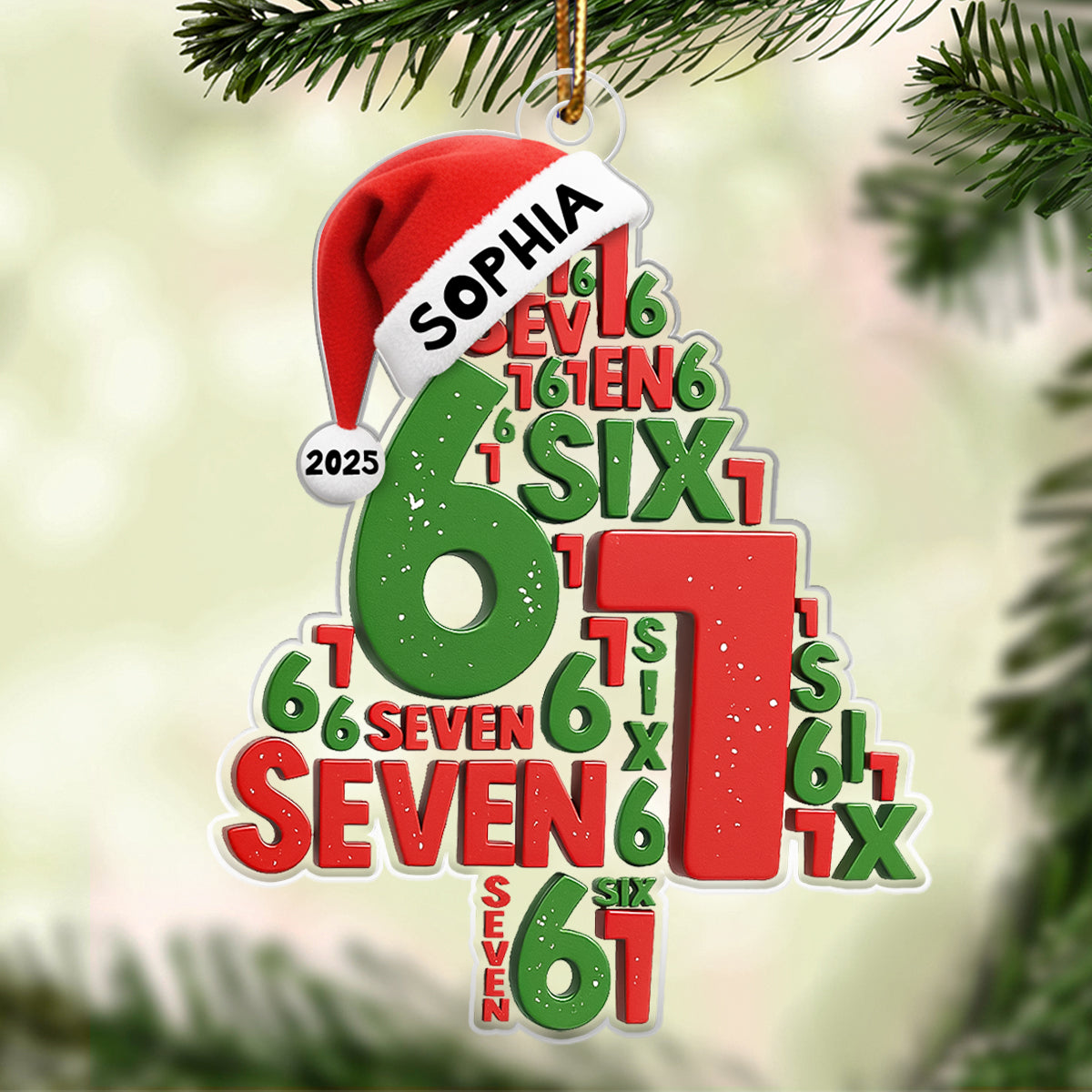 Trending Christmas Tree Six Seven - Personalized Acrylic Ornament - Christmas Gift for Kids, Grandskids