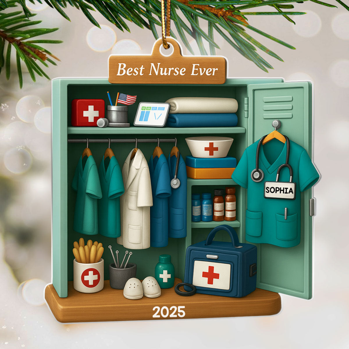 Best Nurse Ever - Personalized Acrylic Ornament - Christmas Gift for Nurse
