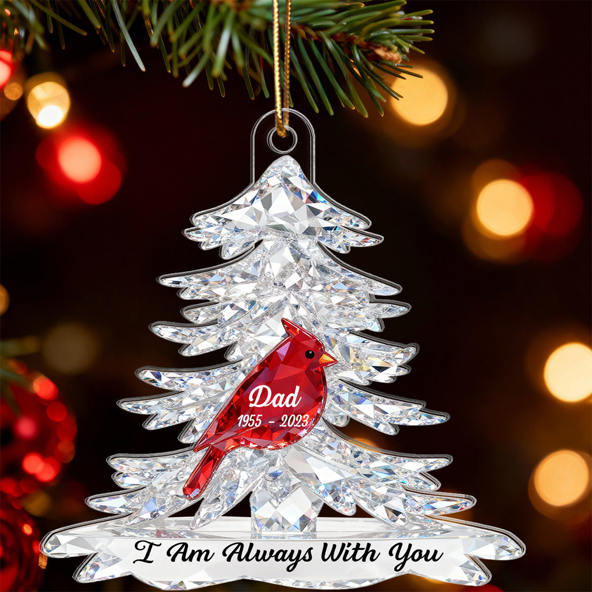 3D Effect Cardinals Memorial - Personalized Acrylic Ornament - Remembrance Gift, Sympathy Gift For Whole Family, Extended Family