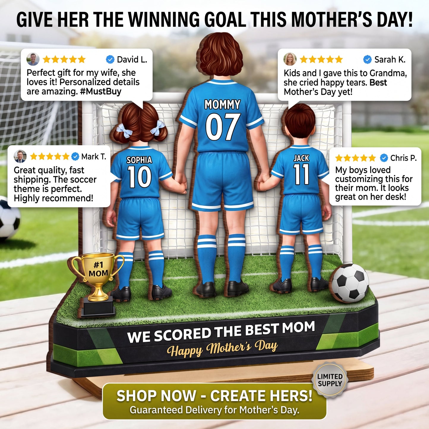 We Scored The Best Mom Soccer - Personalized 2-Layered Wooden Plaque - Mother's Day Gift For Soccer Mom
