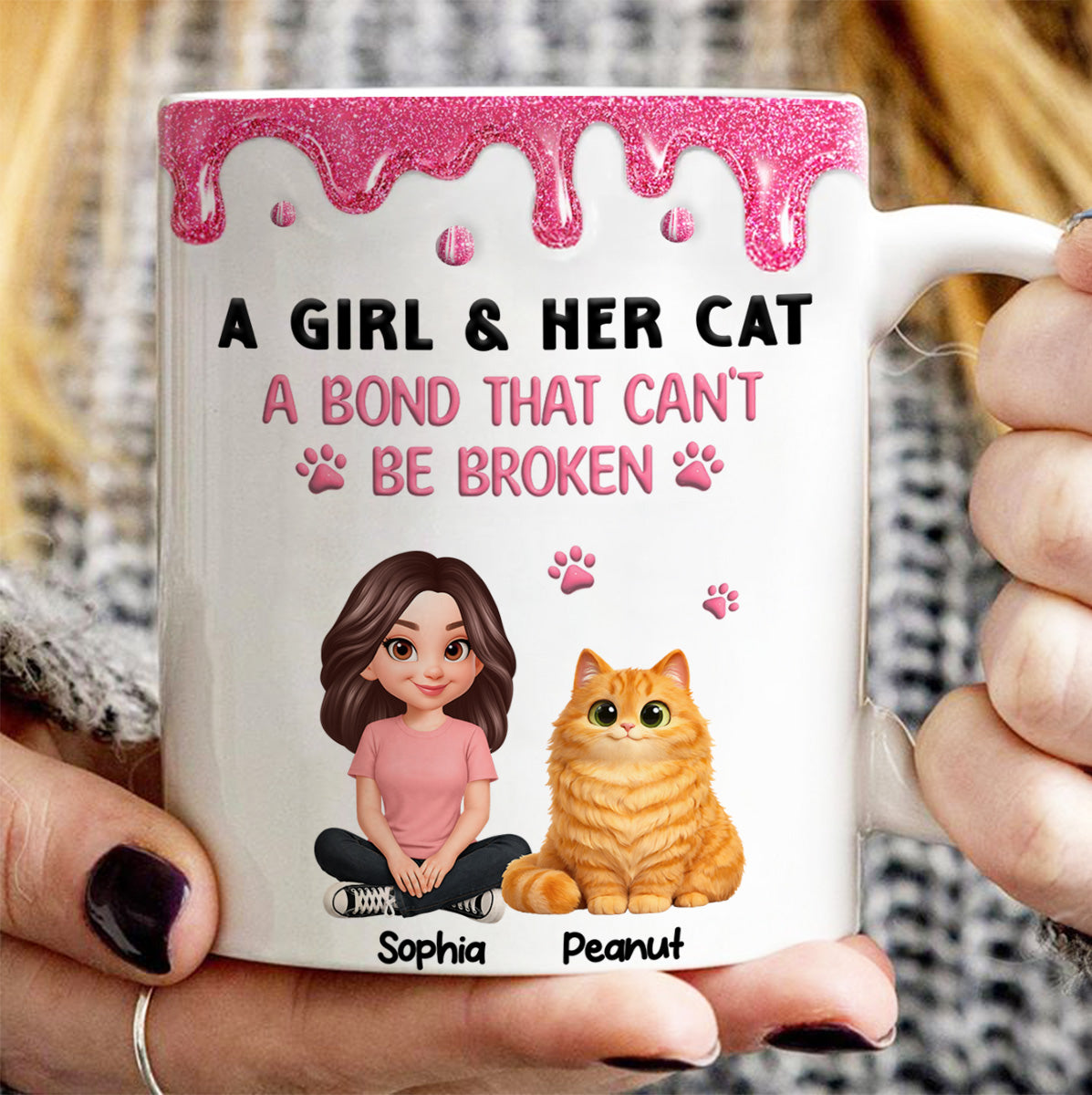 Adorable Cats A Girl And Her Cats - Personalized Mug - Mother's Day Gift For Cat Mom, Cat Lovers