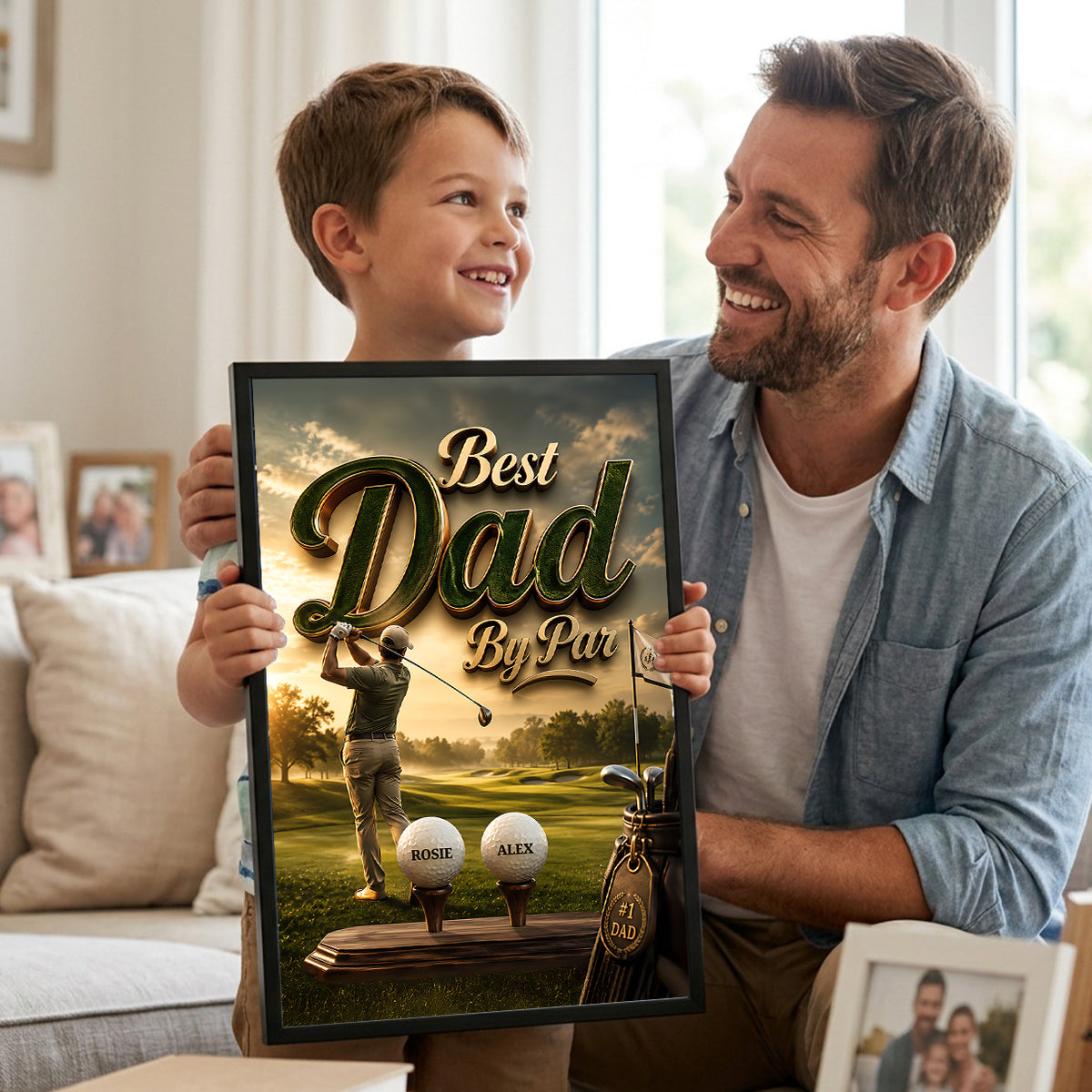 Golf Best Dad By Par - Personalized Poster - Father's Day Gift For Dad, Husband