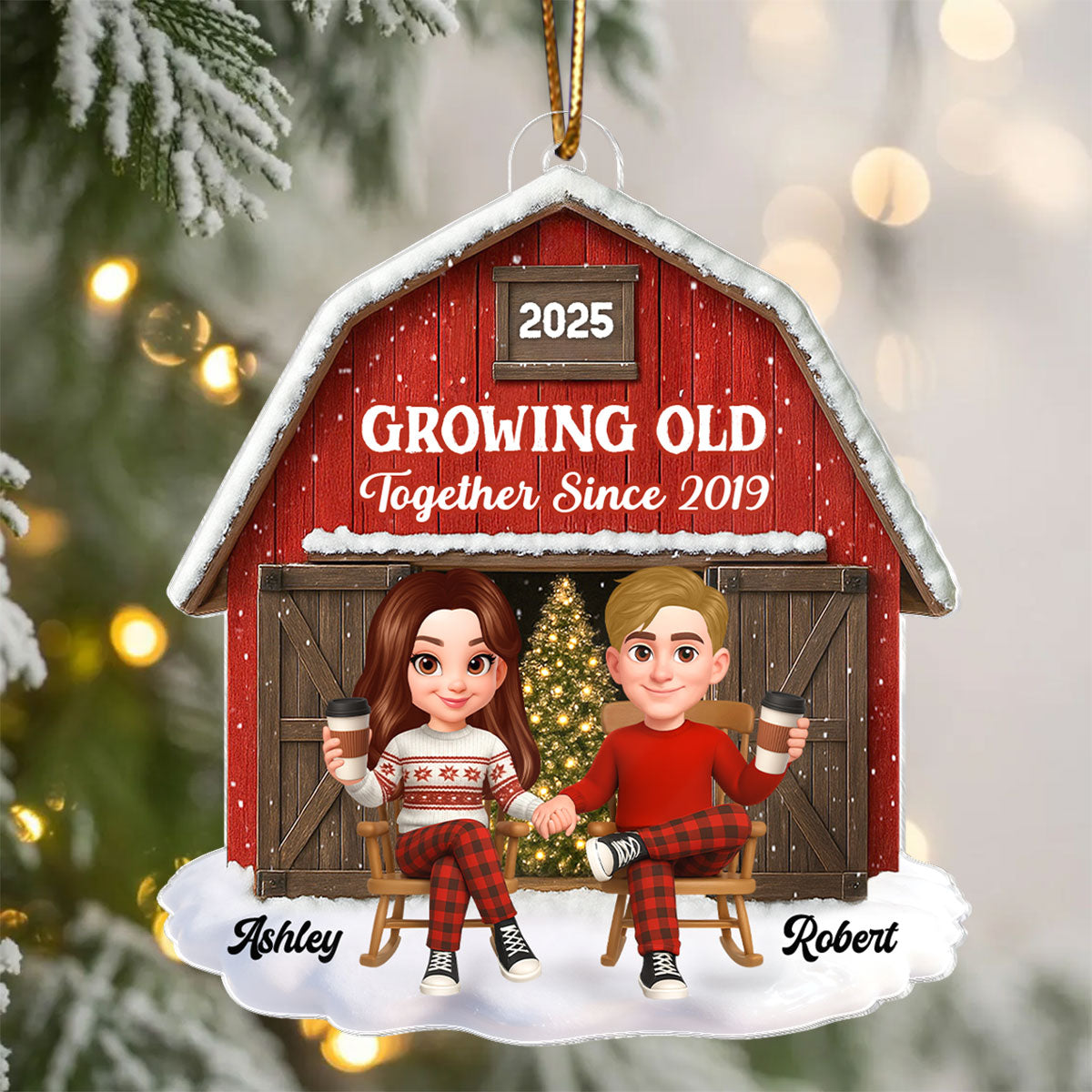 Couple We Got This Rustic Farmhouse - Personalized Acrylic Ornament - Christmas Gift for him, for her