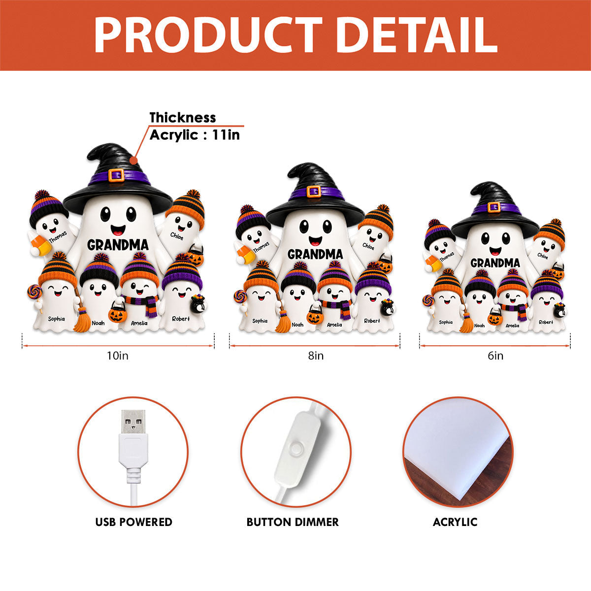 Mysterical Grandma's Boo Crew - Personalized Light Box - Halloween Decoration For Grandma