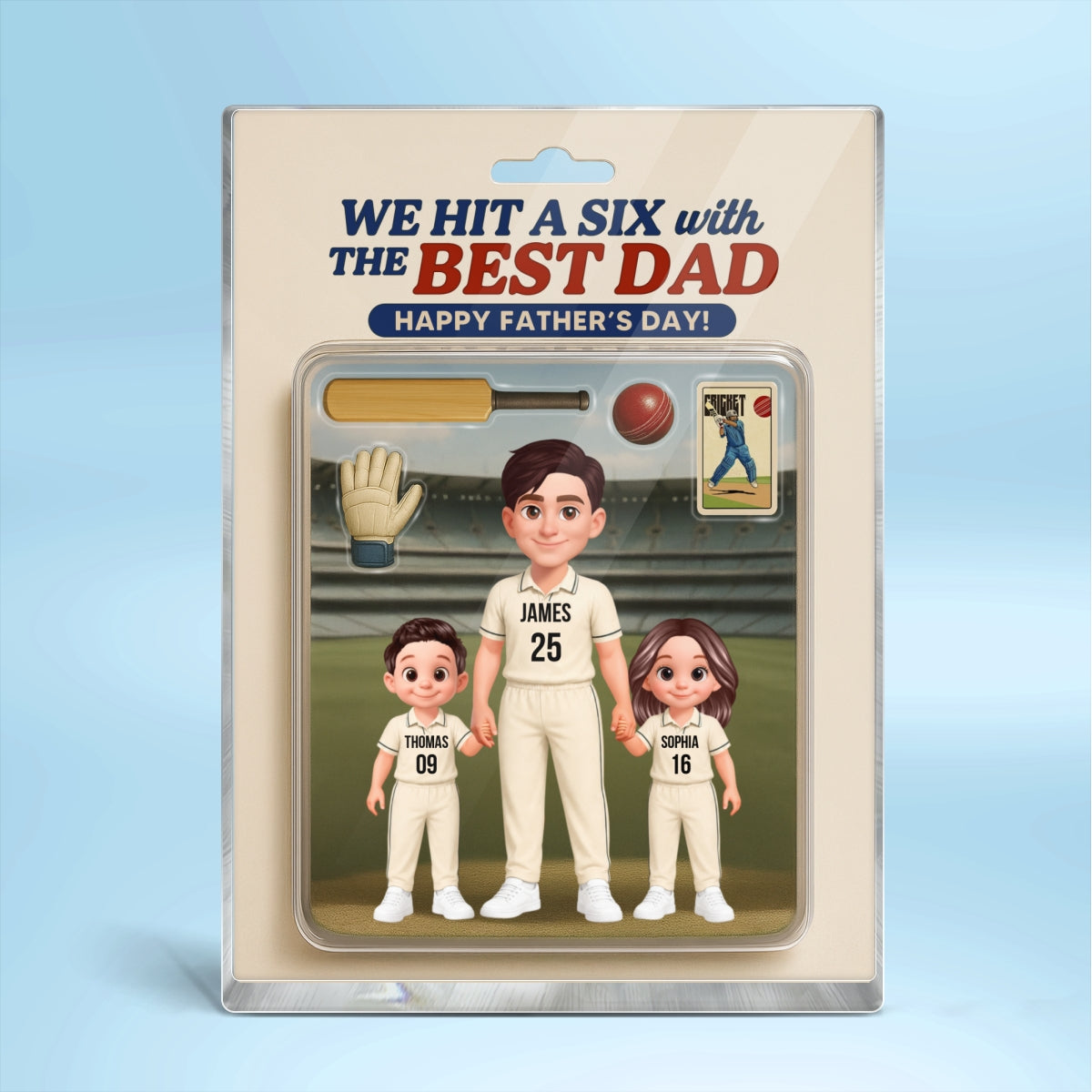 Hit A Six With The Best Dad Cricket Dad - Personalised Acrylic Block Plaque -  Gift