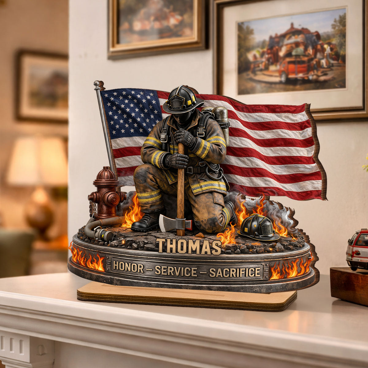 Firefighter Honor Service Sacrifice - Personalized Wooden Plaque - Appreciation