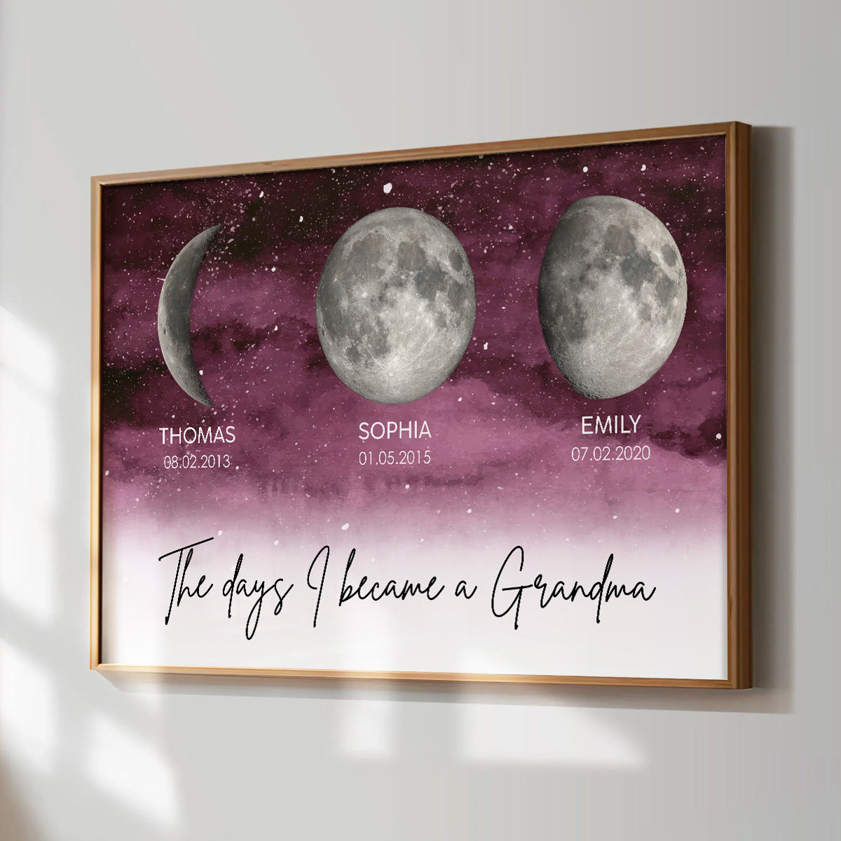 Starry Night The Day I Became A Grandma Custom Grandkids Birth Moon Phase - Personalized Poster - Mother's Day Gift For Grandma