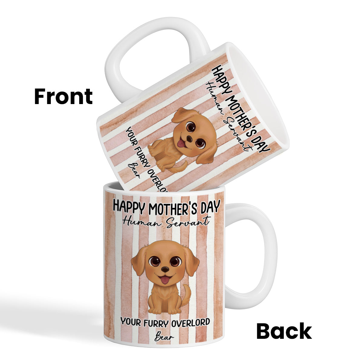 Watercolor Dog Happy Mother's Day Human Servant - Personalized Mug - Funny Mother's Day Gift For Dog Mom, Dog Lovers