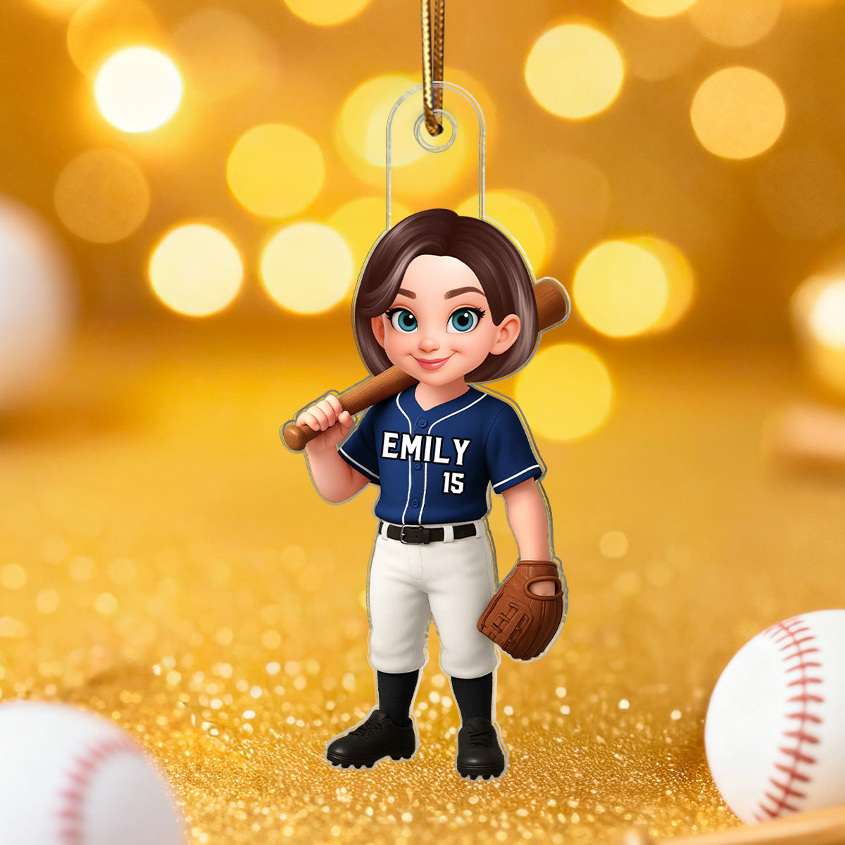 3D Effect Baseball Player - Personalized Acrylic Ornament - Christmas Gift For Baseball Players