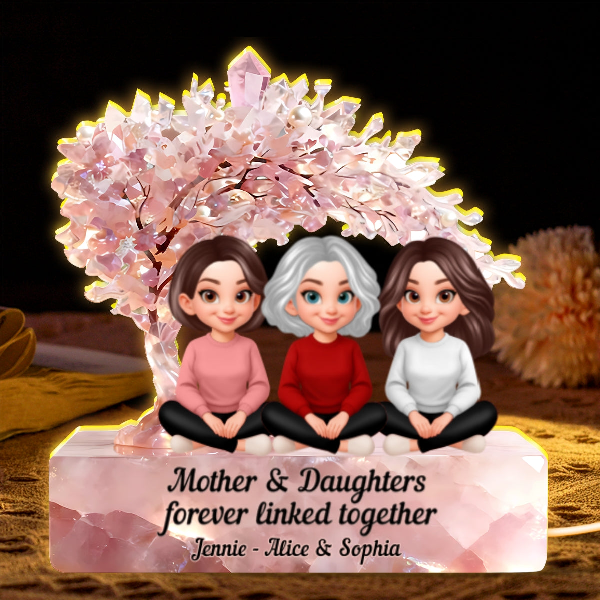 Mother And Daughter Forever Linked Together - Personalized Light Box - Heartfelt Gift For Mom, Grandma
