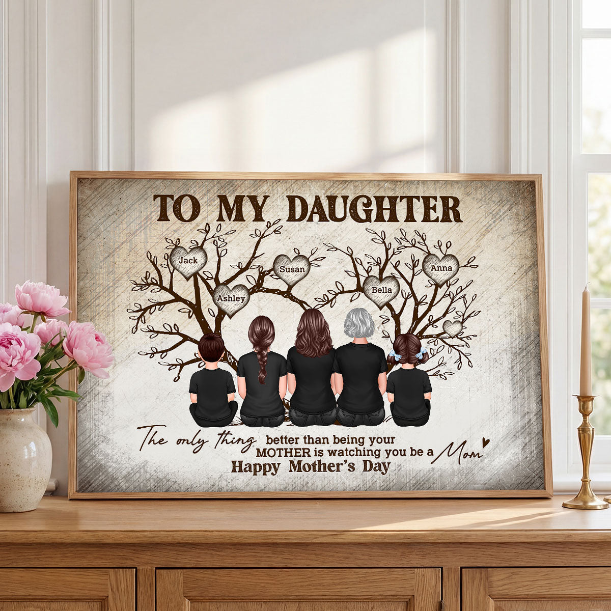 To My Daughter From Happy Mother's Day Tree Of Life - Personalized Poster - Mother's Day Gift For Daughter