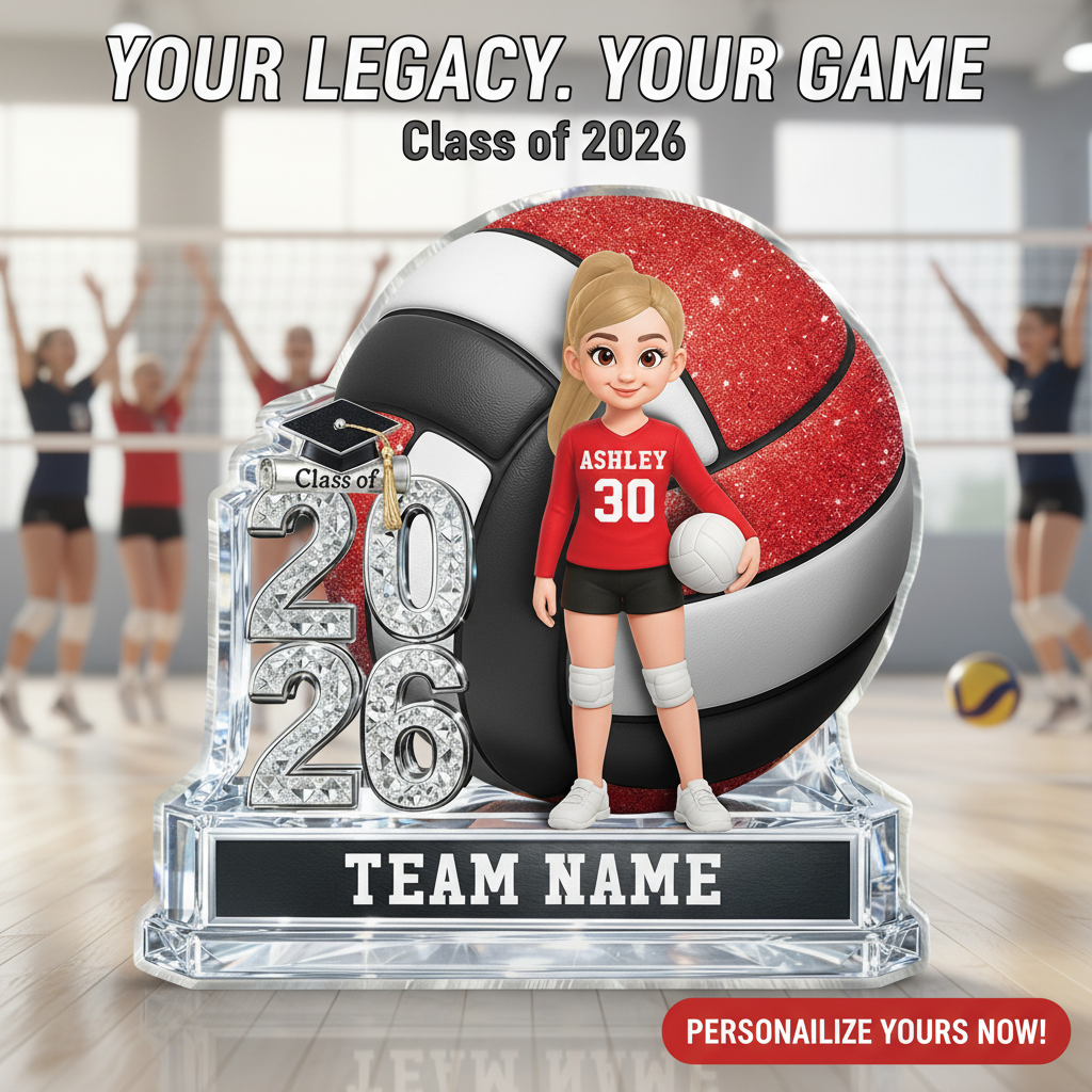 Volleyball Senior Keepsake 2D Flat - Personalized Acrylic Block Plaque - Graduation Gift For Daughter, Son Graduates, Class of 2026