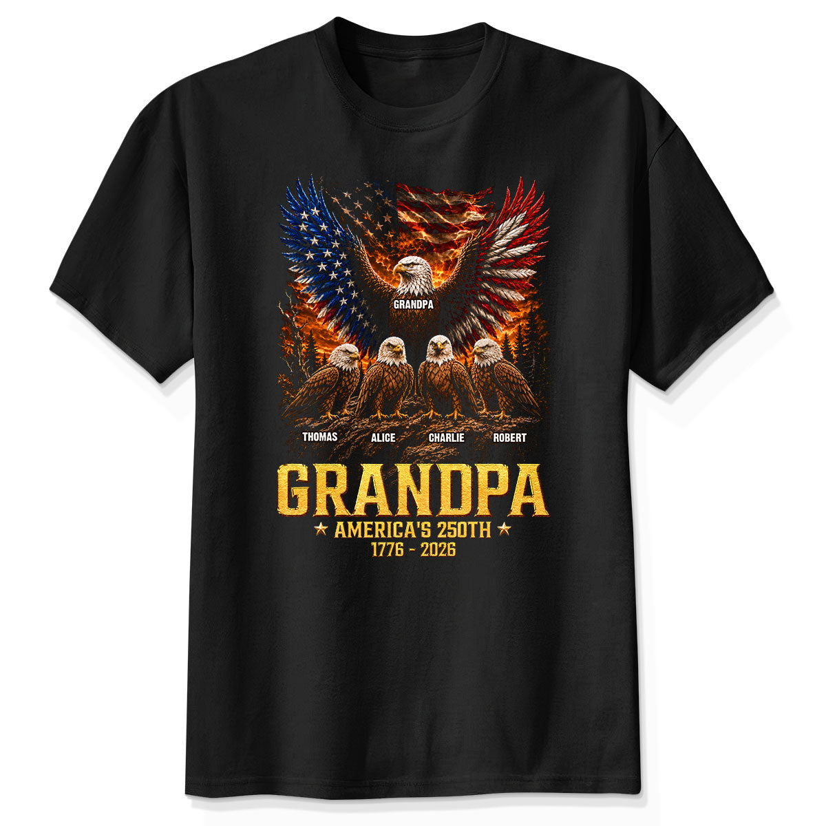 Eagle Grandpa America USA 250th Anniversary - Personalized Shirt - Father's Day Gift For Grandpa, Dad