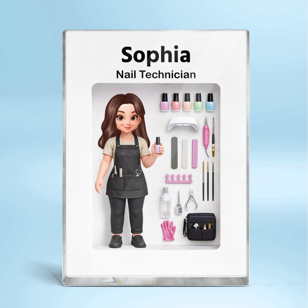 Nail Technician 3D Action Figure - Personalized Acrylic Block Plaque - Gift for Nail Technician