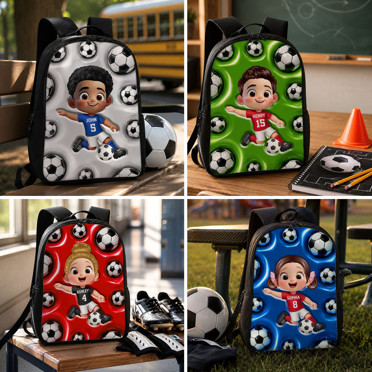 Soccer Patterns Boy And Girl - Personalized Backpack - Back To School Gift For Kids, Daughters, Sons, Grandkids