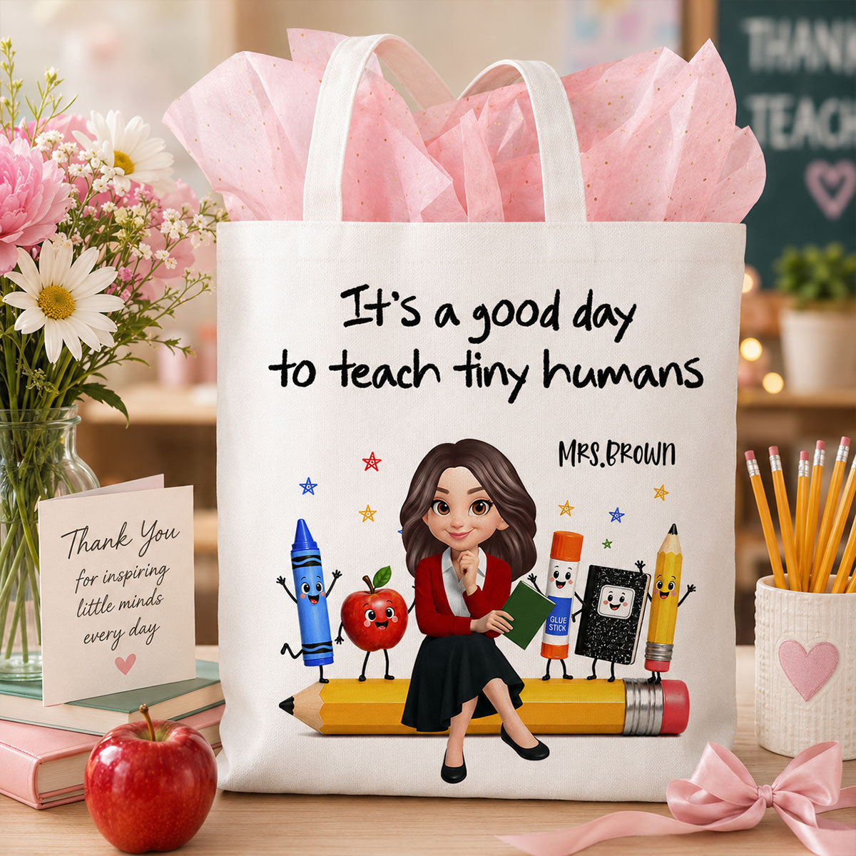 Funny Teacher Life It's A Good Day To Teach Tiny Humans - Personalized Tote Bag - Back To School Gift For Teacher