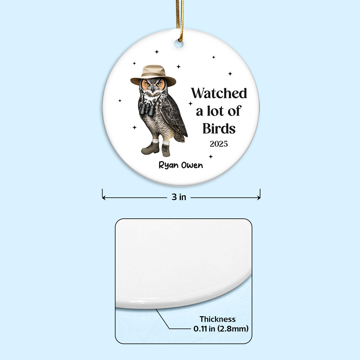 Bird Nerd Watched A Lot Of Birds - Personalized Ceramic Ornament - Gift for Bird Lover, Bird Watcher, Twitcher